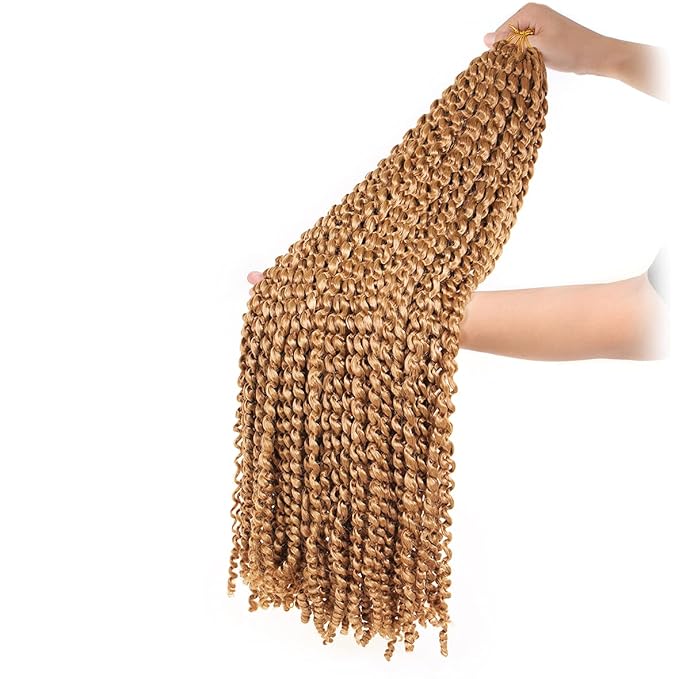 Leeven 30 Inch Blonde Water Wave Crochet Twist Hair for Butterfly Locs 7 Packs Curly Passion Twist Crochet Hair For Women Synthetic Passion Twist Hair 27#