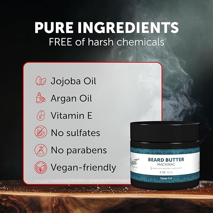 Detroit Grooming Co. Beard Butter for Men | Softens, Thickens & Hydrates with Safflower Oil & Shea Butter | Mackinac Scent, 2oz