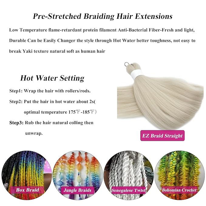 613 Blonde Braiding Hair Pre Stretched 26 inch Prestretched Braiding Hair Blond Colored Hair Extensions for Braiding Box Braids Knotless Hypoallergenic Synthetic Braiding Hair (Blond Braids 6packs)