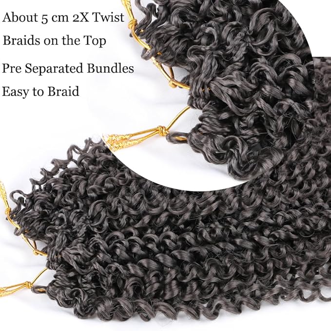 Passion Twist Hair Extensions Black Brown Curly Crochet Hair 12 Inch Short Curly Braiding Hair 3 Packs Crochet Braids with Curls for Black Women(12",4#)