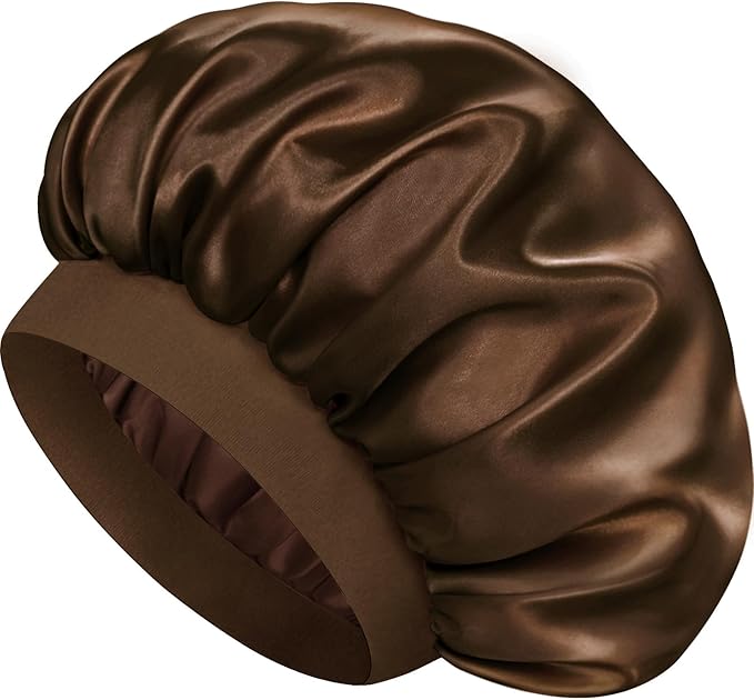 Satin Silk Bonnet for Sleeping, Double Layer Silk Sleep Cap for Men & Women, Soft Satin Lined Bonnet for Curly Hair