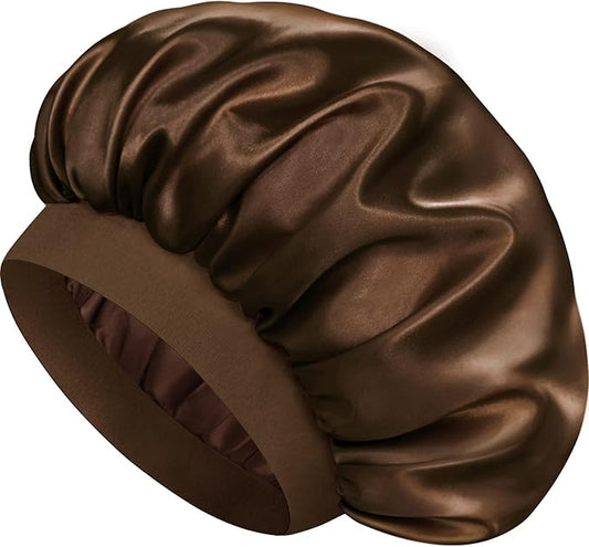 Satin Silk Bonnet for Sleeping, Double Layer Silk Sleep Cap for Men & Women, Soft Satin Lined Bonnet for Curly Hair