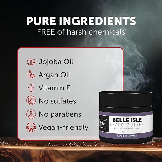 Detroit Grooming Co. Beard Butter for Men | Softens, Thickens & Hydrates with Safflower Oil & Shea Butter | Belle Isle Scent, 2oz