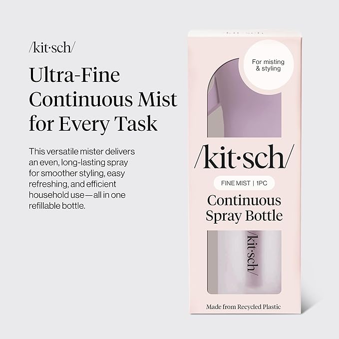 Kitsch Spray Bottle for Hair - Continuous Water Mister with Ultra Fine Mist for Hairstyling, Barbers, Salons, Cleaning, Plants, Versatile Spray Bottles - Made from Recycled Plastic - Sheer Violet, 5oz