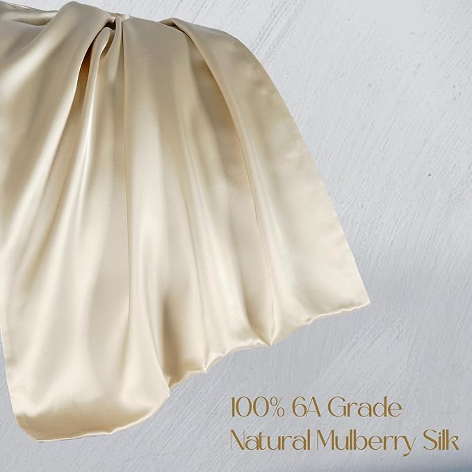 ZIMASILK 100% Pure Mulberry Silk Pillowcase for Hair and Skin Health,Soft and Smooth,Both Sides Premium Grade 6A Silk,600 Thread Count,with Hidden Zipper,1pc (Queen 20''x30'',Beige)
