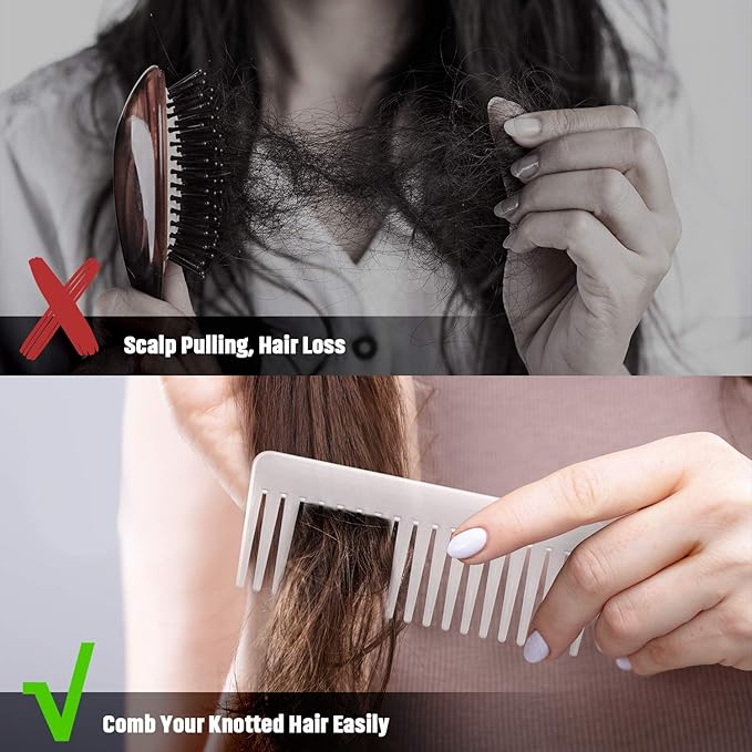 Patelai Wide Tooth Comb Large Hair Detangling Comb for Curly, Wet Dry Hair, No Handle Detangler Accessories(White, Cyan)