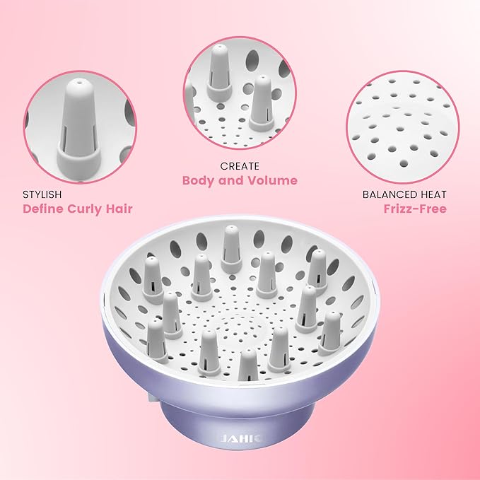 Universal Hair Diffuser “Super Sturdy” 1.7 Inch to 2.6 Inch for Natural Curly and Wavy Hair, Hair Dryer Attachment (Lavender)