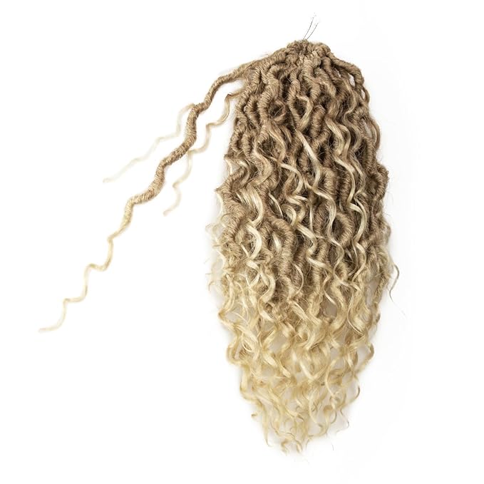 Goddess Locs Crochet Hair 12Inch Short Faux Locs Crochet Hair Pre looped Curly River locs Crochet Hair Hippie Locs Bohemian Locs Crochet Braids for Black Women (27/613, 12inch)