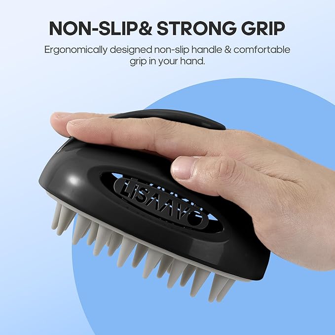 3 in 1 Scalp Scrubber, Hair Scalp Massager, with 3 Replacement Brushes, Shampoo Brush for Relaxing, Deep Cleansing Exfoliator & Soothes itching - Wet/Dry Use for All Hair Types, Black