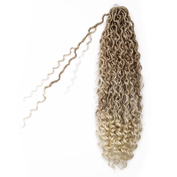 Goddess Locs Crochet Hair 26Inch Crochet Locs,6Packs Boho Faux Loc With Curly Ends River Bohemian Loc Crochet Hair for Black Women(26inch 27/613)