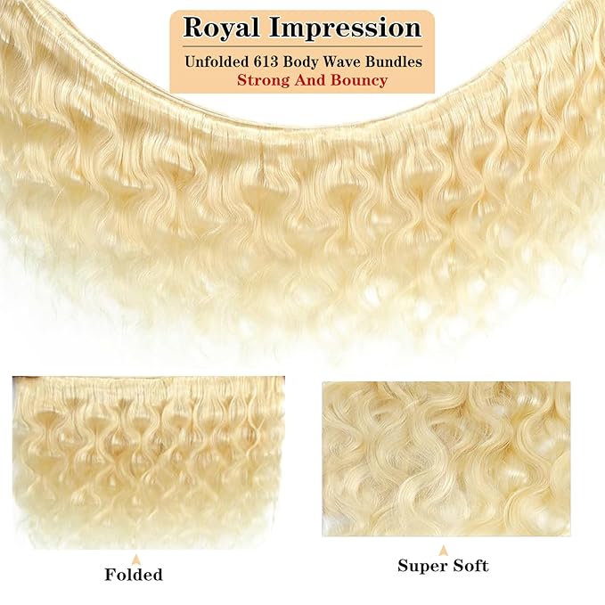 613 Blonde Bundles Human Hair 18 Inch Full And Thick Single Bundle 12A Grade Blonde Body Wave Human Hair Bundles 100% Unprocessed Brazilian Virgin Hair Weft One Bundle 100g/pc