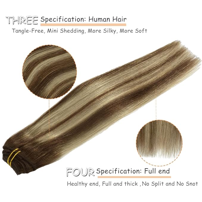 Caliee Human Hair Clip in Extensions 18Inch Invisible Real Hair Clip in Extensions Color R4A-4A/26 Brown Clip in Hair Extensions Remy Hair 7PCS for Full Head Thick Ends 120G