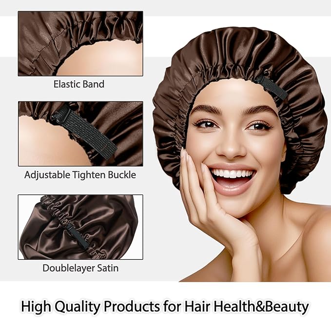 Silk Bonnet for Sleeping Women,Adjustable Satin Bonnet for Women Curly Natural Hair,Double Layer Anti Frizz Soft Sleep Cap.