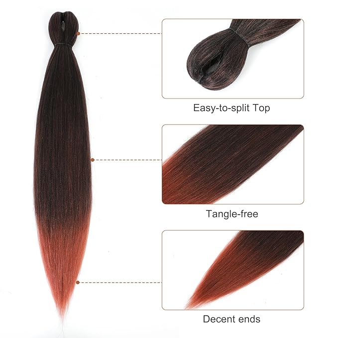 Premium Braiding Hair - Super Long 30 Inch Ombre Orange Set of 8 Packs, Yaki Texture, Hot Water Setting Synthetic Hair for Twists or Box Braids