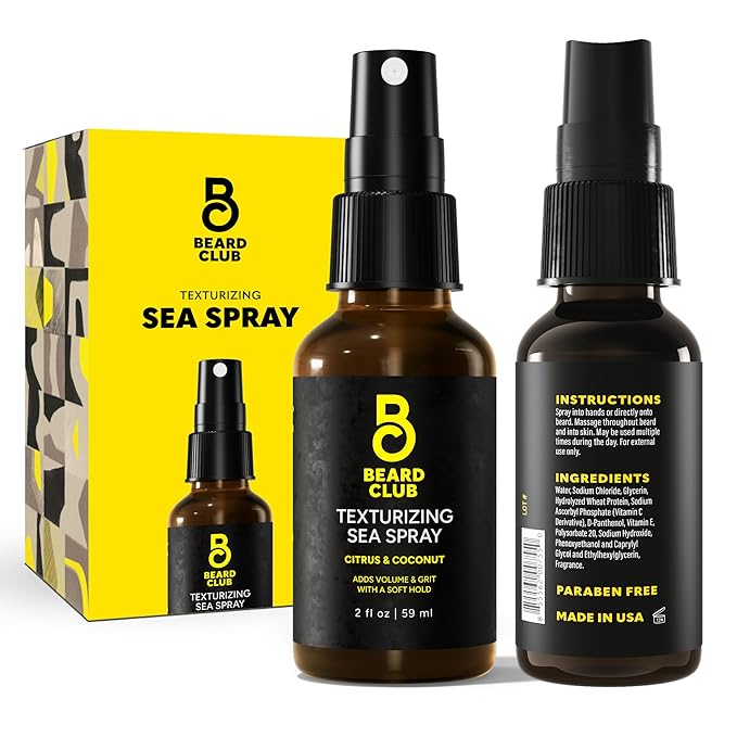 Beard Club Sea Salt Texture Spray for Men & Women - Thickening, Volumizing, Curl-Defining for All Hair Types - Paraben, Sulfate, Alcohol-Free