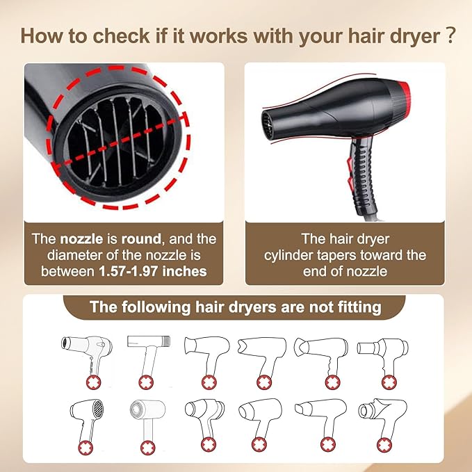 PERFEHAIR Hair Diffuser for Curly Hair, Professional Salon Frizz-Free Fast Blow Dry Diffuser Attachment with 1.57"-2" Nozzle, Black