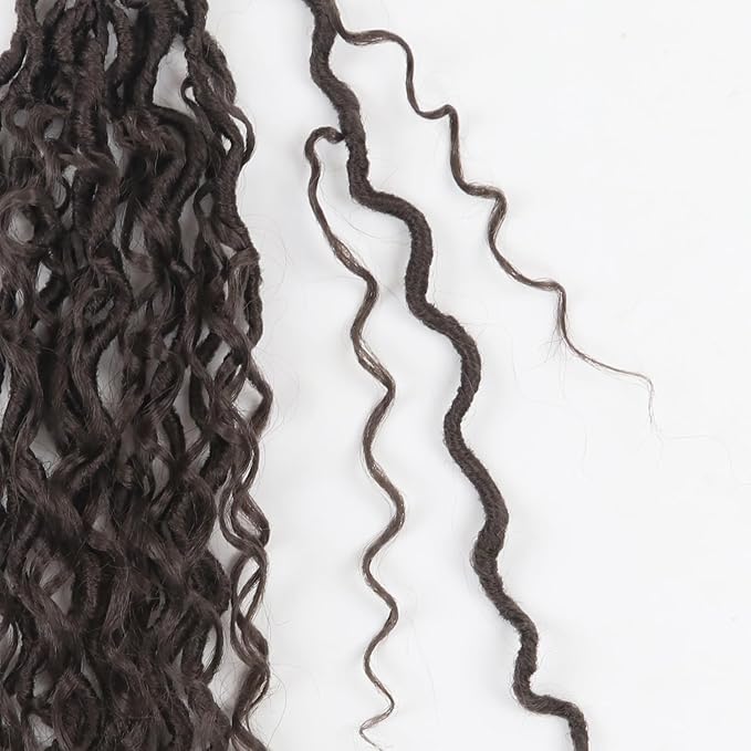 Goddess Locs Crochet Hair,10 Inch 9 Packs Synthetic Faux Locs Crochet Hair for Black Women,River Locs Hair Extensions Boho Style Pre looped Faux Locs with Curly Ends