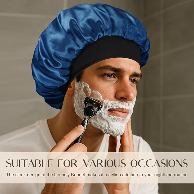 Satin Silk Bonnet for Men & Women, Double Layer Silk Sleep Bonnets, Soft Satin Lined Bonnet for Curly & Natural Hair