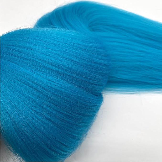 Light Blue Braiding Hair Pre Stretched Colored Blue Hair Extensions for Braids 26 Inch Yaki Hypoallergenic Kids Braiding Hair Synthetic Hair Weave 3 Bundles