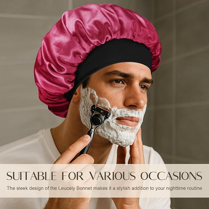 Satin Silk Bonnet for Men & Women, Double Layer Silk Sleep Bonnets, Soft Satin Lined Bonnet for Curly & Natural Hair