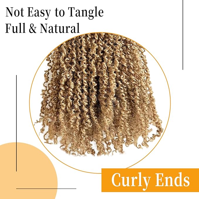 10 Inch Pre-Looped Yanky Twist Crochet Hair, 30 Strands/Pc, Mini Passion Twists, Senegalese Braiding Hair (27#, 8 Pcs/Pack)