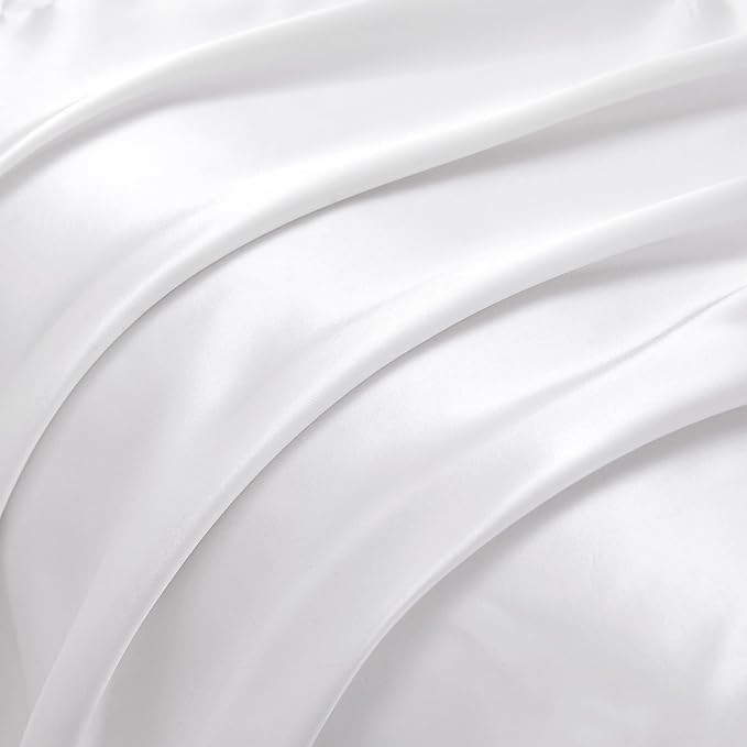 King Size Satin Pillowcase Set of 2 with Envelope Closure,White Silk Pillowcase for Hair and Skin (20x36)