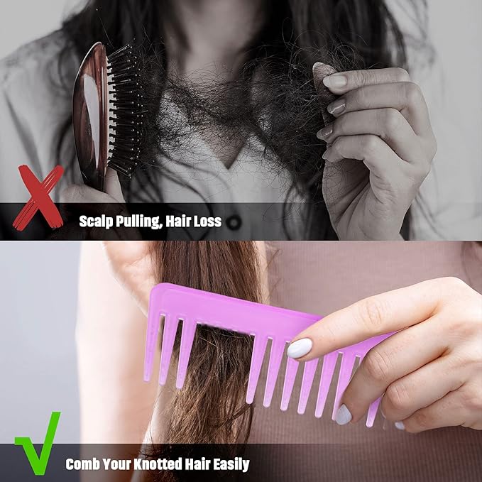 Patelai Wide Tooth Comb Large Hair Detangling Comb for Curly, Wet Dry Hair, No Handle Detangler Accessories(Cyan, Purple)