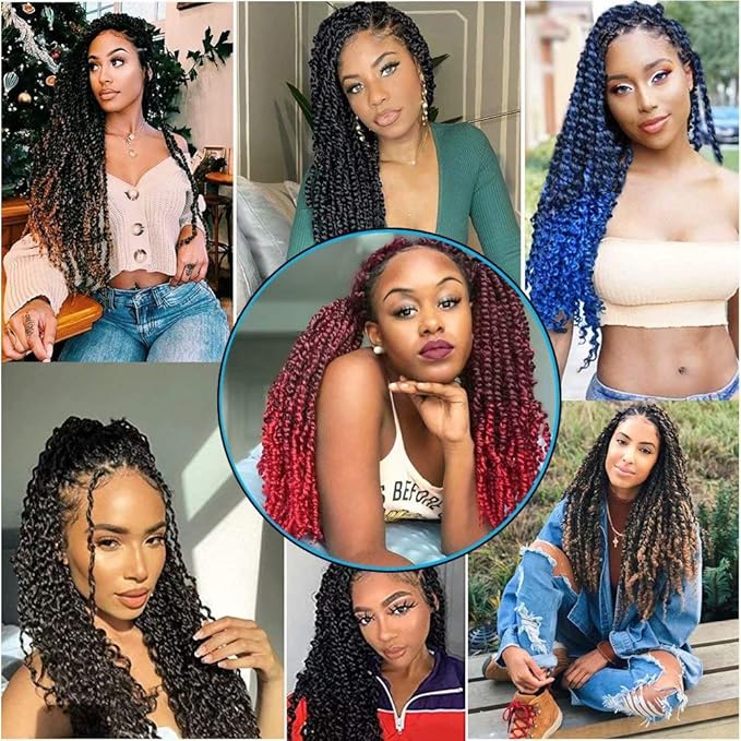 6 Packs Passion Twists Hair 18inch Ombre Water Wave Crochet Hair for Butterfly Soft Locs Synthetic Hair for Passion Twist Long Bohemian Locs Braiding Hair Extensions (18" 6packs T30#)
