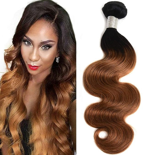 Ombre Human Hair Bundles 1b/30 Brazilian Two Tone Ombre Body Wave One Bundle 20inch 100% Unprocessed Virgin Human Hair Bundles Weaves Extensions for Women