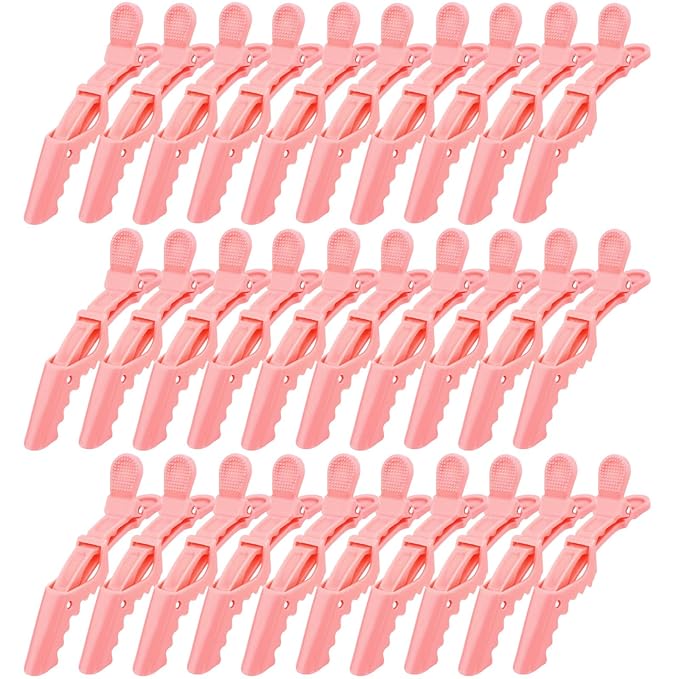 30 Pack Alligator Hair Clips for Styling, Sectioning Crocodile hair Clips Professional Barber Accessories for Salon of Thick Curly Volume Hair (Pink)