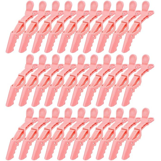30 Pack Alligator Hair Clips for Styling, Sectioning Crocodile hair Clips Professional Barber Accessories for Salon of Thick Curly Volume Hair (Pink)