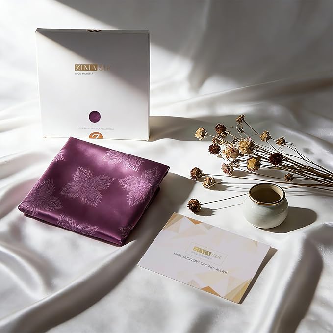 ZIMASILK 100% Pure Mulberry Silk Pillowcase for Hair and Skin Health, Soft and Smooth, Both Sides Premium Grade 6A Silk, 600 Thread Count, with Hidden Zipper, 1pc (Queen 20"x30", Dark Mauve)