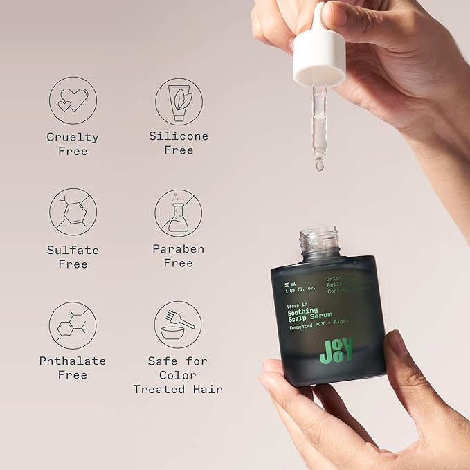 JooY Soothing Scalp Serum | Sensitive & Itchy Scalp Relief | Lightweight Leave-In Treatment | Detox & Hydrate with Fermented Apple Cider Vinegar, Niacinamide, Tea Tree & Witch Hazel