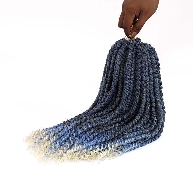 18inch Passion Twist Crochet Hair 96 Stands Pre-Twisted Passion Twist Hair 6 Packs Pre-Looped Passion Twists Braids Synthetic Passion Twist 0mbre Blue Crochet Braids Hair Extensions
