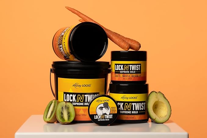 AllDay Locks Lock N Twist (15 oz) | Supreme Hold, No Frizz or Flaking | Hydrating, Nourishing Locking Gel | Grape & Avocado-Infused | Lock & Twist Braids, Locks, Twists, Cornrows | 15 oz