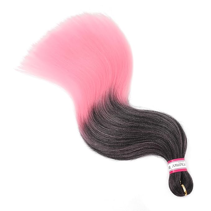 Dorsanee Ombre Pink Braiding Hair Pre Stretched 20 Inch 8 Packs Braiding Hair Extensions for Crochet Box Braids Twists Locs Hair Itch Free Soft Yaki Texture Hot Water Setting (20inch,#1B/Pink)