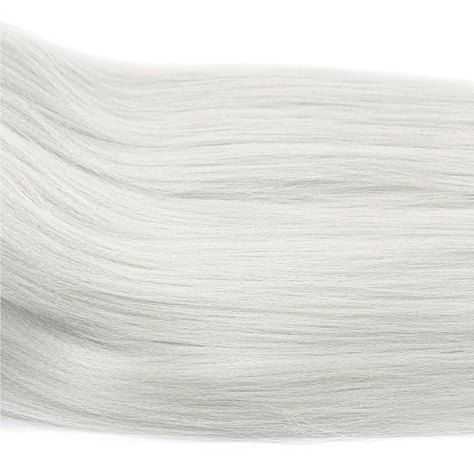 Silver Grey Braiding Hair Kanekalon Hair Extensions for Braiding Braids Grey Braiding Hair Pre Stretched 26 inch Synthetic Jumbo Knotless Kids Prestressed Braiding Hair 26 inch 6 packs