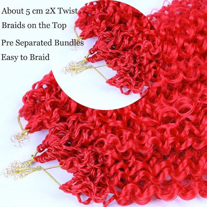 Passion Twist Hair Extensions Red Curly Crochet Hair 12 Inch Short Curly Braiding Hair 3 Packs Crochet Braids with Curls for Black Women(12",Red)
