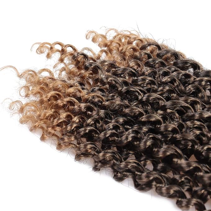 Dorsanee Ombre Honey Blonde Passion Twist Hair 12 Inch 7 Packs Water Wave Crochet Hair Long Bohemian Curly Braiding Hair for Butterfly Locs, Faux Locs, Boho Style Spring Twist Crochet Braids (T27#)