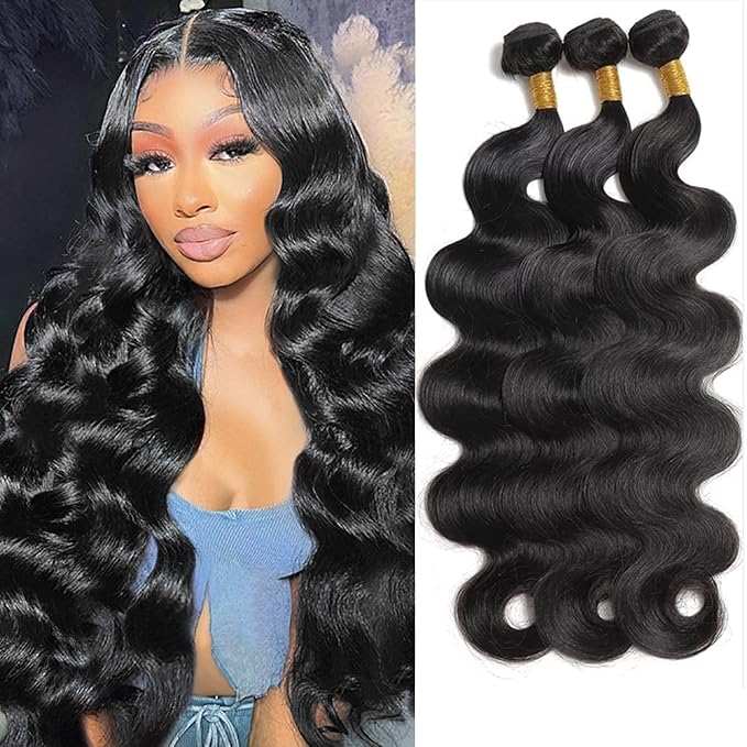 12A Human Hair Bundles Body Wave 100% Unprocessed Brazilian Virgin Hair 3 Bundles Human Hair Extensions Quick Weave Human Hair (24 24 24 Inch)