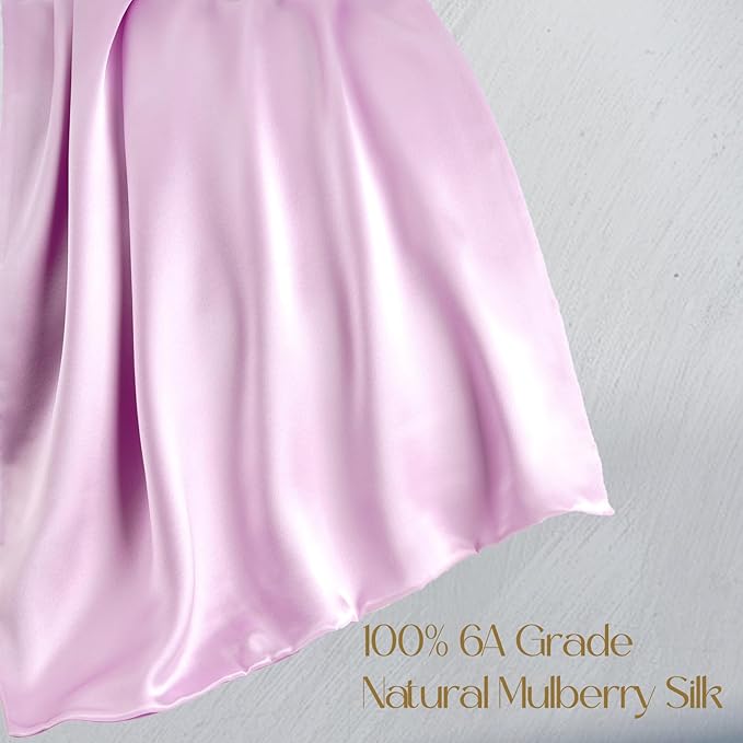 ZIMASILK 100% Pure Mulberry Silk Pillowcase for Hair and Skin Health,Soft and Smooth,Both Sides Premium Grade 6A Silk,600 Thread Count,with Hidden Zipper,1pc (Queen 20''x30'',Light Purple)