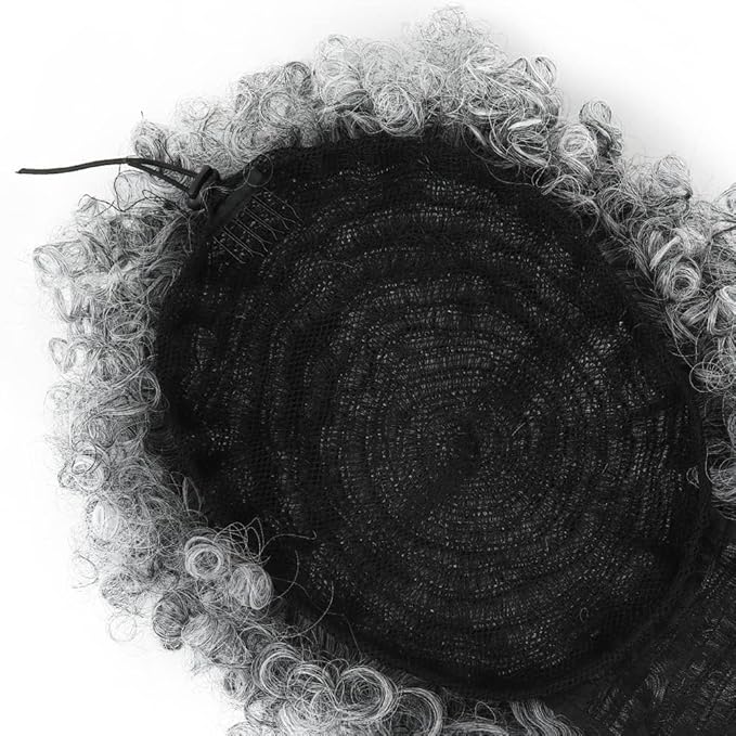 ENTRANCED STYLES Drawstring Ponytail with Bangs Afro Puff Ponytail Extensions for Women Short Curly Puff Ponytail with Bangs Clip in Wrap Updo Hairpiece for Women (T-gray)…