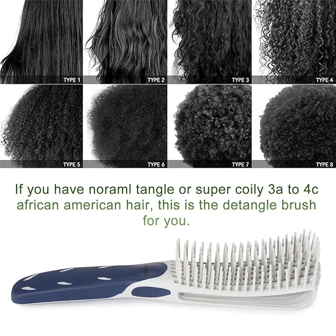 BESTOOL Detangling Brush for Curly and Natural Black Hair, Afro 3/4abc Texture, Faster and Easier Detangling of Wet or Dry Hair with No Pain (Blue)