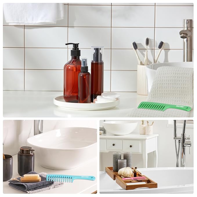 2PCS Large Wide Tooth Comb, Shower Combs, Hair comb for wet curly hair, Durable Hair Brush for Best Styling and Professional Hair Care(1Blue,1Green)