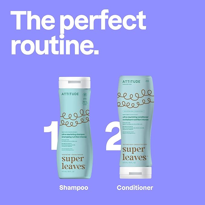 ATTITUDE Ultra-Nourishing Conditioner for Curly Hair with Shea Butter, Vegan Detangler and Naturally Derived 4a, 4b, 4c Curl Type, Deeply Nourishes Curls, 16 Fl Oz (Pack of 6)