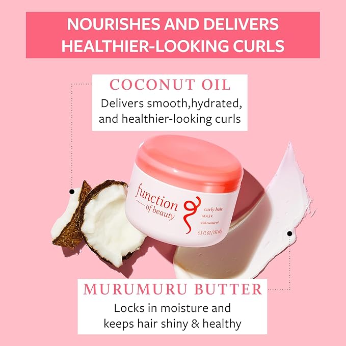 Function of Beauty Hair Mask for Curly Hair - Sulfate-Free Deep Conditioning Hair Mask for Smooth Natural Curls & Bounce - Hydrating & Moisturizing with Coconut Oil - Dry & Dull Hair Care Products