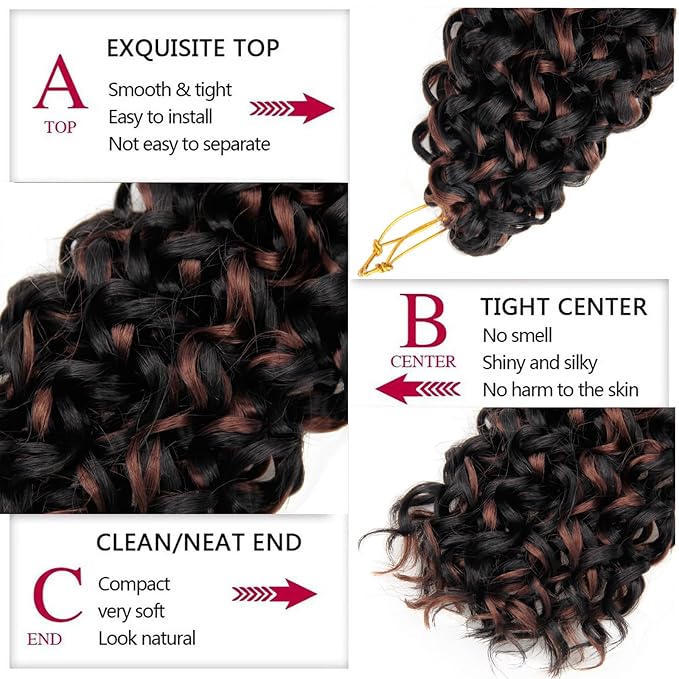 YXCHERISHAIR Curly Crochet Hair GoGo Curl Crochet hair for Women 8Packs Deep Wave Braiding hair,Synthetic Bohemian Crochet Braid Water Wave Crochet hair Extensions(P1B/30,18Inch)