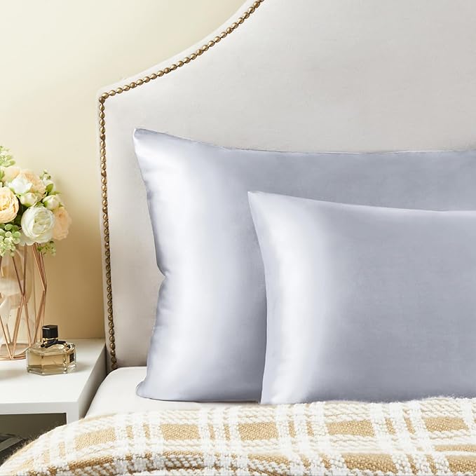 BEDELITE Satin Pillowcase for Hair and Skin, Super Soft and Cooling Similar to Silk Pillow Cases 2 Pack with Envelope Closure, Gift for Women Men(20"x30" Queen Size, Evening Haze)