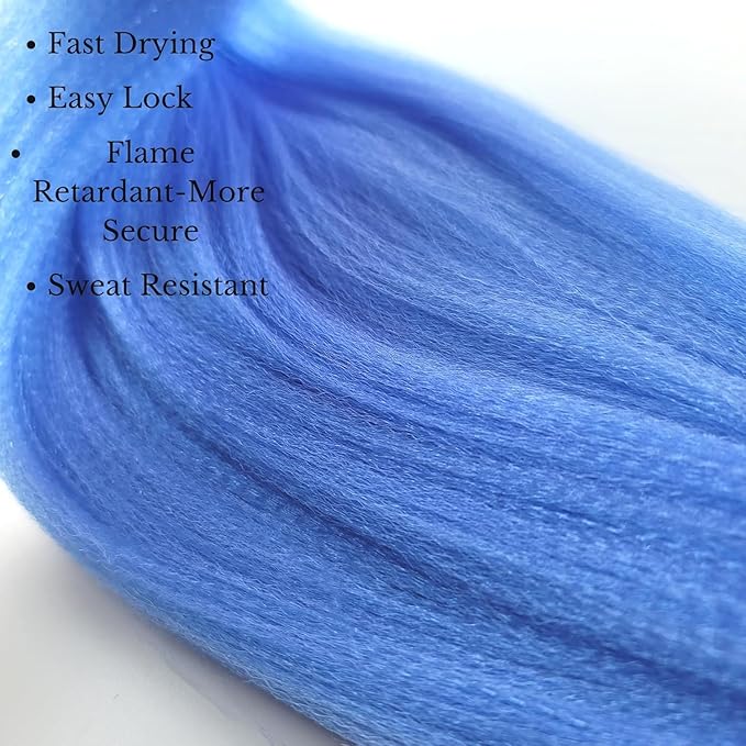 Kids Braiding Hair Pre stretched 16 inches Blue Yaki ez Braid Braiding Hair for Kids Knotless Braids