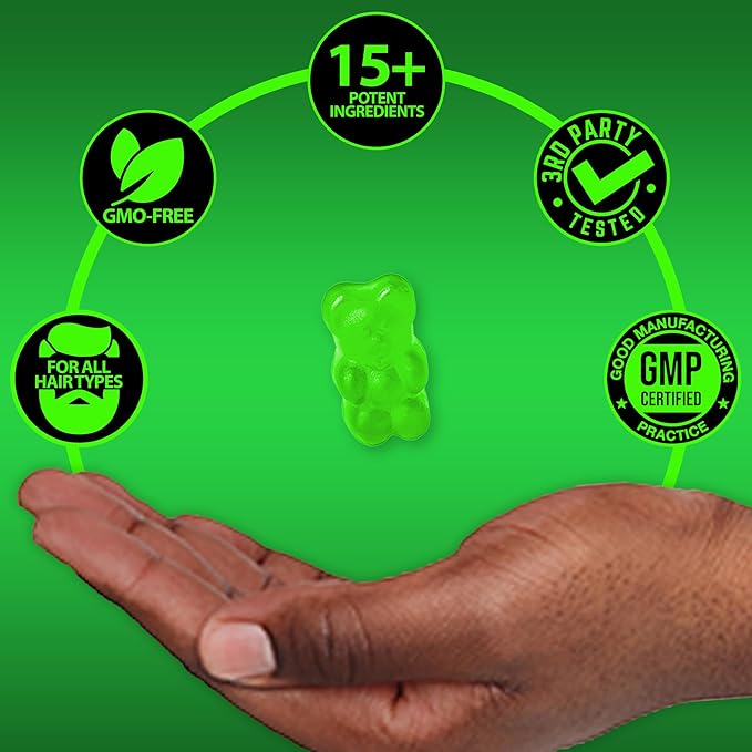 Biotin Gummies 620,000mcg + Liquid Biotin Drops with Collagen Peptides – Men's Beard Growth Kit for Thicker Fuller Beard – Beard & Hair Growth Vitamins with MSM, Keratin, Bamboo & Zinc